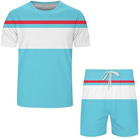 Roupas masculinas de trajes casuais impressos gráficos de moda de verão curto de manga curta camisa de pescoço e shorts Conjunto atlético