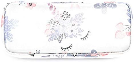 Unicon-With-With-Flowers Saco de caneta de lápis de couro com bolsa de artigos de papelaria dupla com zíper para meninos de