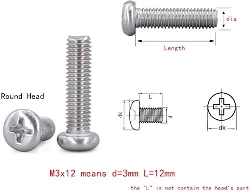 Parafusos de parafuso de kekeyang parafusos de aço inoxidável M1-m2. 5 Cruz Flack/Round Head Thread Métrica do parafuso do parafuso, tamanho: cabeça plana)