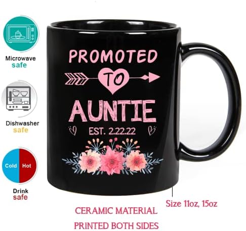 Personalizado promovido a tia, tia sempre presente de sobrinha ou sobrinho no dia das mães, aniversário, caneca de café de cerâmica