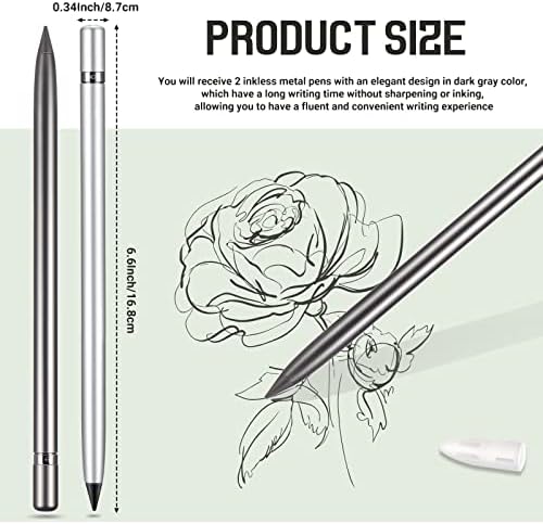 4 PCs Pen sem tinta Apaciar lápis eterno e eterno lápis metálico lápis eterno lápis sem tinta lápis de metal com apagadora