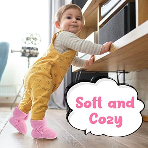 Botas de bebê de lã Pro Goleem - chinelos de bebês aconchegantes, fáceis de usar, botas de recém -nascidas macias que não são deslizadas e sapatos de bebê ajustáveis ​​para meninos e meninas