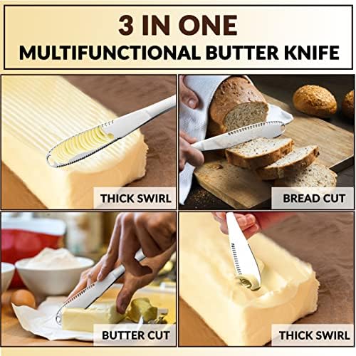 LAH Kitchen Butter Espalhador Faca aço inoxidável | 3 em 1 ralador multifuncional de faca de manteiga | Faca de manteiga