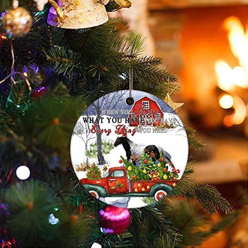 Cheyan Farmhouse Red Truck Christmas Ornament, Ornamento de Árvore de Natal para Decoração de Casa de Natal Animais