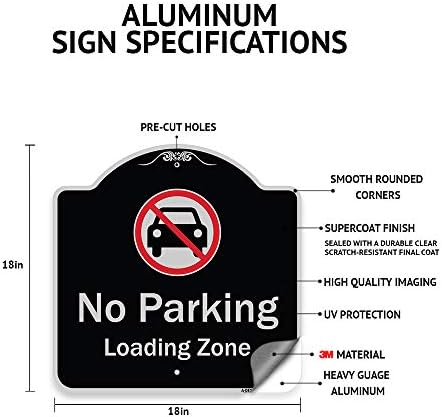 SIGNIMENTO DE SIGNIFICAÇÃO DE SIGNMISSÃO SIGNA - SEM caminhões na entrada de automóveis com gráficos | Black & Silver 18 x 18 Sinal de arquitetura de alumínio de calibre pesado | Proteja seu negócio e município | Feito nos Estados Unidos