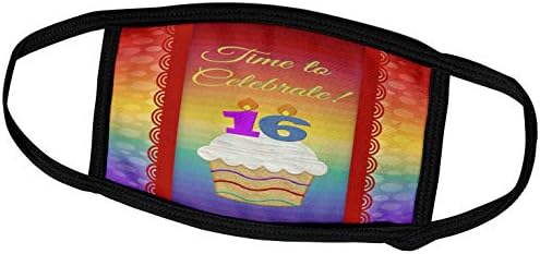 3drose Beverly Turner Aniversário Convite Design - Cupcake, Number Velas, Time, Celebrate 16 Years Invitation - Face Masks