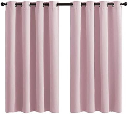 Cortinas de Blackout Daesar para o quarto 2 painéis, cortinas de ilhós cortinas de janela de cor sólida rosa de poliéster cortinas