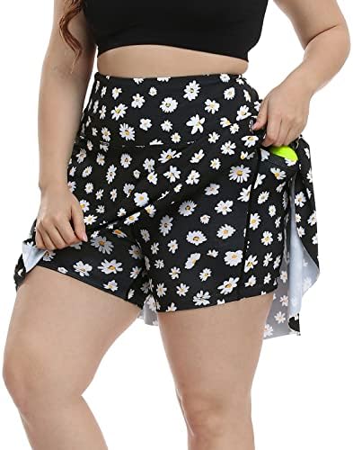 HDE Women Plus Size Tennis Skort plissado Salia de golfe com shorts