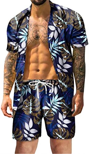 2023 Novos homens de verão masculino lazer Hawaii Seia da beira da praia Digital Impressão 3D de camisa de manga curta shorts