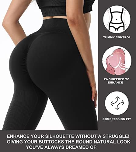 CHRELISURE 3 peças Lifting Gym Workout Leggings Para mulheres, Scrunch Butt Leisless Leggings