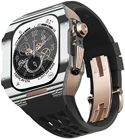Texum for Apple Watch Band 8 7 6 5 4 SE 44/45mm Série, kit de modificação de banda de relógio de luxo, cinta de fluorberber de fibra de fibra de carbono, adequada para iwatch upgrade diy