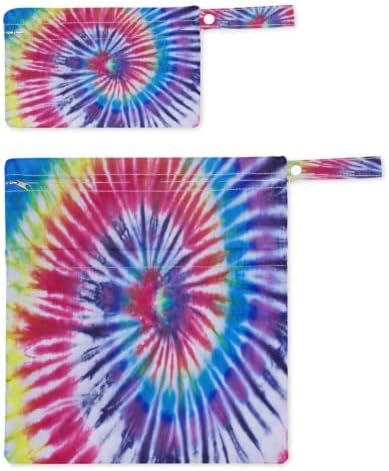 Abstract Swirl Tie Tye Padrão 2pcs impermeabilizados Bolsa seca e seca reutilizável Saco de fraldas de pano de bebê lavável