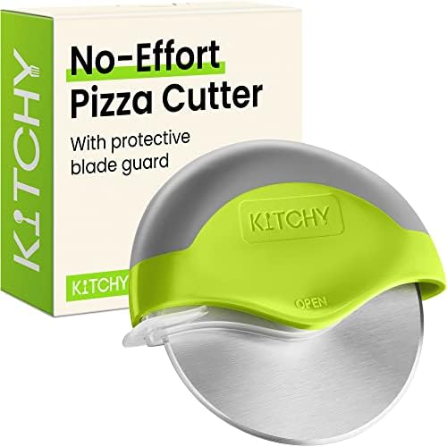 Roda de cortador de pizza da cozinha com tampa de lâmina protetora, pizzaria ergonômica Slicer