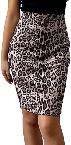 Saias para mulheres com estampa de leopardo da moda Alta cintura A-line Salia alta cintura Slim Fit Hip Bodycon Mini Skort