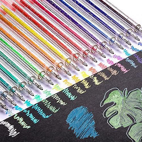 Canetas de gel de glitter hujugako, 36 pacote de brilho metálico para colorir marcadores de arte de caneta com estojo, 18 caneta colorida com reabastecimento de 18 glitter para crianças livros para colorir adultos Artesanato