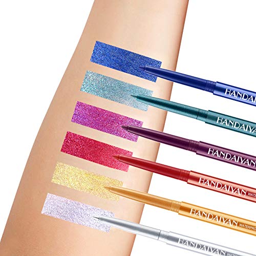 6 cores Conjunto de caneta do delineador kit de delineador de pérolas à prova d'água Eyeliner Eyeliner Lápis Glitter