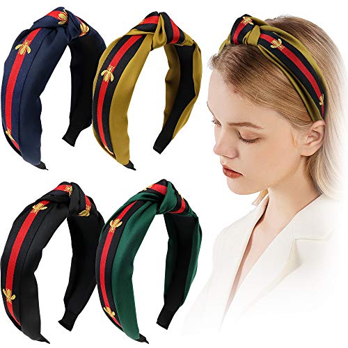 Nodg 4 peças Bandas de cabeceiras de turbante para mulheres largas para mulheres para mulheres Boho Bandas para mulheres diadema para Mujer Bandas de cabeça femininas