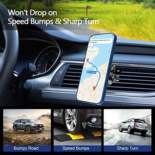 Ubeesize Monthetic Phone Mount for Car - Rotação de 360 ​​°, ventilação de ar e painel compatível, 8 ímãs n52 fortes, clipe de jacaré biônico - montagem de carro magnético para iPhone Samsung LG Google Pixel, etc.