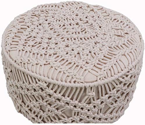 Terapia de decoração Nirobi crocheto em bancos de madeira de 3 pernas, natural