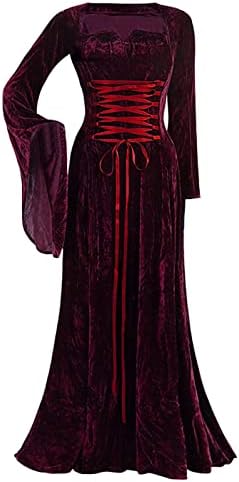 Vestidos de coquetéis femininos medieval de manga longa vintage plus size vestido de festa de festa elegante vestido