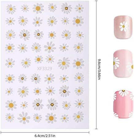 Cobee Sunflower Daisy Nail Art Stickers, 13 folhas Decalques de unhas de flor Os adesivos de manicure adesivo elf