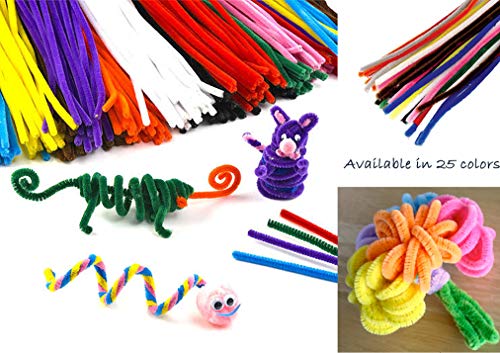 Craft Craft Durável Chenille Tinsel Hastes 100pc 6mm x 12 Projetos de artesanato DIY Cleansers Fácil de dobrar para criar formas, objetos ótimos para crianças, salas de aula, casa e muito mais