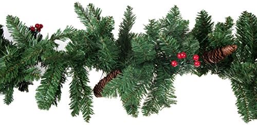 Criações inteligentes decoração artificial de guirlanda de natal, 9 pés de comprimento de férias premium para árvores e mantos de Natal, pinheiro branco