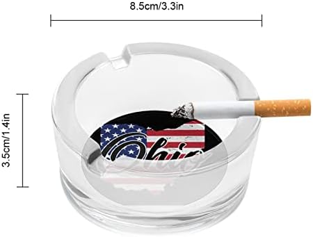 American Flag Ohio Glass Smoking Ashtray Cigarettes Charting Round Cinnhol de bandeja