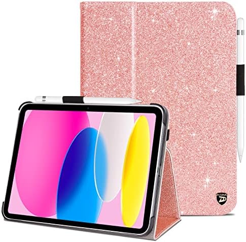 DUUDUE iPad 10.9 Caso 2022, iPad 10ª caixa de geração Glitter brilhante Slim Faux Leather Folio Stand Tampa de proteção de