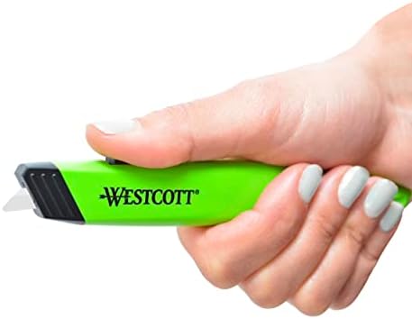 Westcott 16475 Cutter de caixa, faca de utilidade retrátil, usa lâminas de cerâmica de fatia