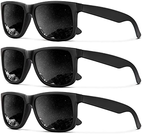 Óculos de sol Kaliyadi homens de sol polarizado para homens clássico clássico Matte Black Frame Protection 3pack