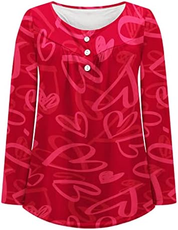 Tops casuais elegantes para mulheres para blusas de túnica do Dia dos Namorados para leggings camiseta de coração