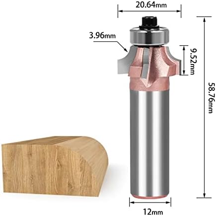 Cortador de moagem de superfície 1/2 polegada e 12 mm de haste de haste industrial canto redondo canto de madeira cortadora de cortador