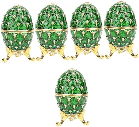 Zerodeko 5pcs Volho verde Amigos Adornamento Jóias de joias colecionáveis ​​Decoração de esmalte Faberge Armazenamento para ornamento Ovo russo Ovo esmaltado