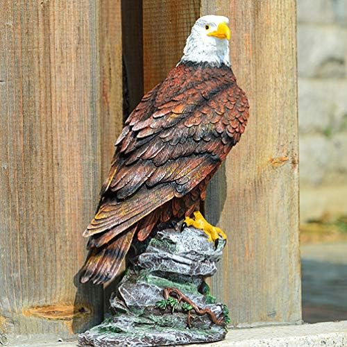 Happyyami Bald Eagle Garden estátua realista do orgulho americano Majestic águia na rocha estatueta patriótico jardim