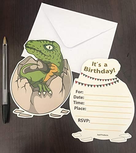 Jayd Products, 24 convites de festa de aniversário de dinossauros, Double-lides, Convites Dino Convites Inclui envelopes