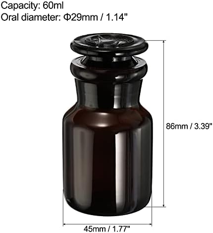 Patikil 125ml Reagent Media Bottle, 1pcs redondo garrafa de armazenamento de vidro de boca larga com tampa âmbar para o Laboratório de Química Home, âmbar