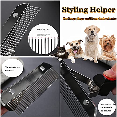 Brush subpêns de ancinho para cães para cabelos longos, ancinho de sub-tom de dente comprido + pente de cachorro de aço inoxidável, ferramenta DeShedding Conjunto para gatos de cabelos compridos husky