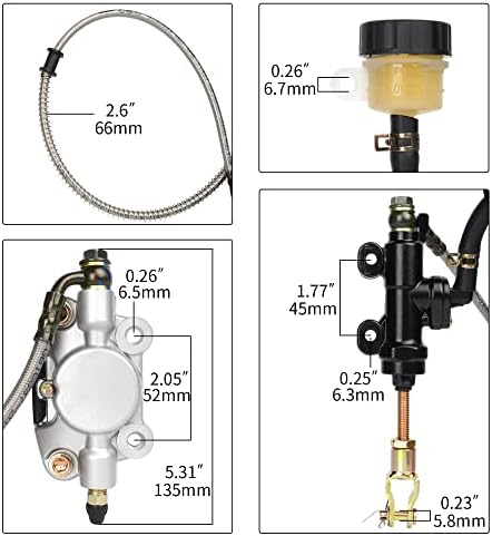 RUTU PEDE TRASEIRO DISCO DE DISCO DE DISCO HIDRÁULICO CONJUNTO DE CILINDRO MASTER DO CILINDRO DE PALIMENTO PARA 150cc 200cc 250cc chinês quad 4 wheeler dune buggy go kart-corpo de bomba de raiva, linha de fluido de freio de camada dupla