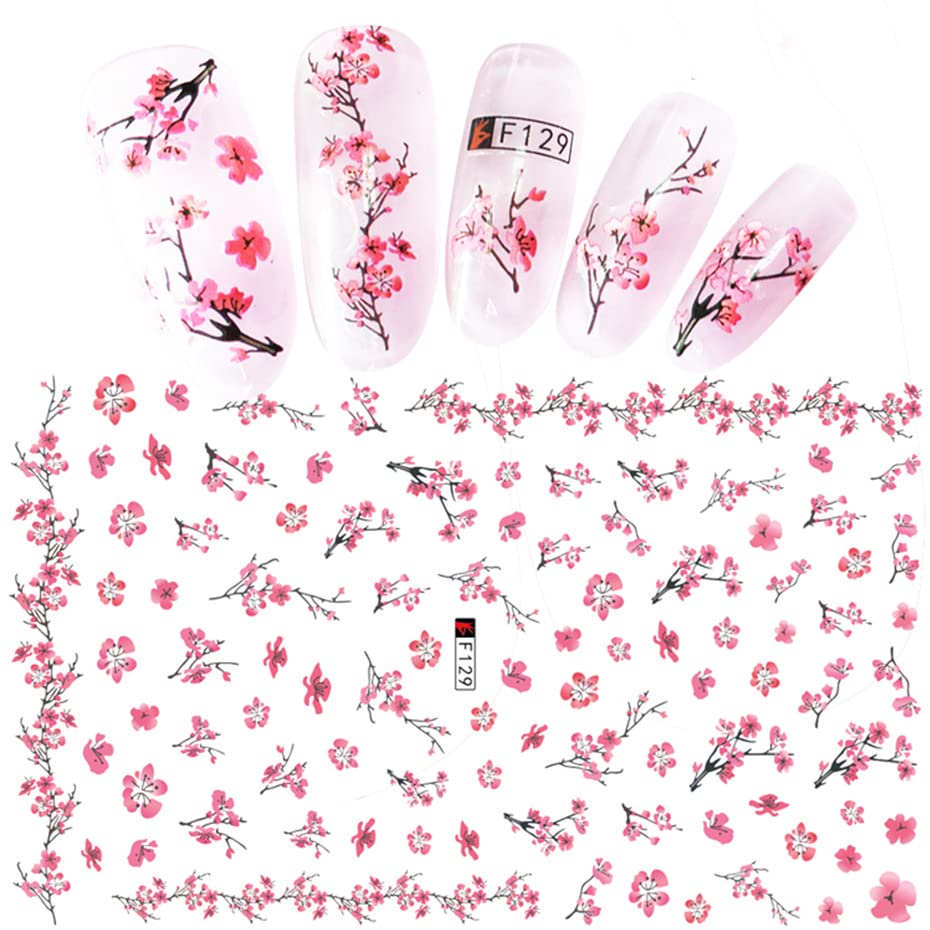 9 lençóis adesivos de unhas de flor da flor Decalques auto-adesivos pegatinas uñas rosa bloosm floral suprimentos de unhas