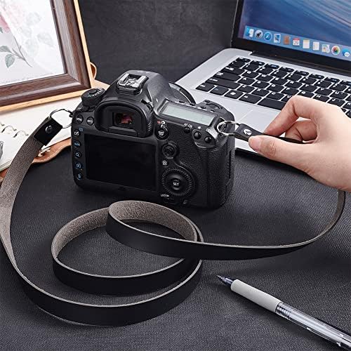 Olycraft 55 Câmera de couro preto Strap Strap PU Câmera de câmera de ombro com descoberta de ferro para câmera sem espelho, câmeras digitais Fotógrafos 55x0.7x0.2