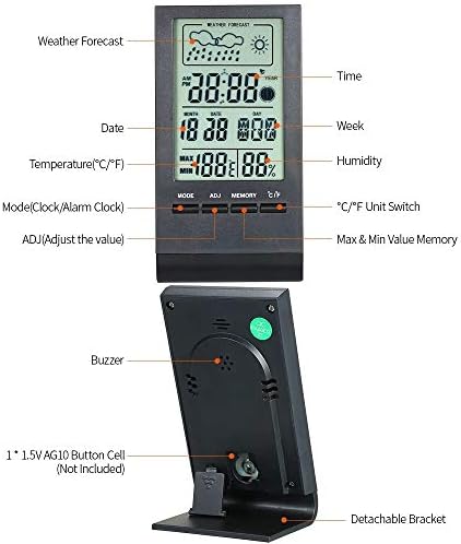 UXZDX CuJux Mini Digital Temperatura Medidor de umidade Termômetro Indoor Hygrometer Monitor Managão Clock de despertador com Valor