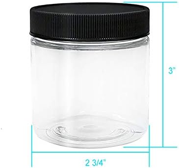 LJDEALS 8oz frascos de plástico transparente com tampas, recipientes redondos vazios reabastecíveis, pacote de 12, BPA livre,
