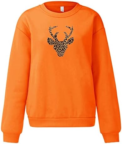 Uikmnh feminino moletom de manga comprida malha elk tops casuais tops color