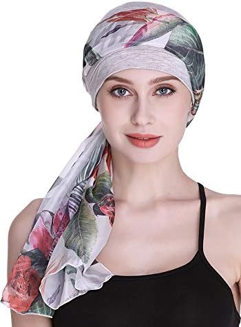 Cap de quimioterapia elegante com lenços de seda para câncer Mulheres para mulheres queda de cabelo Sono Sleep Beanie