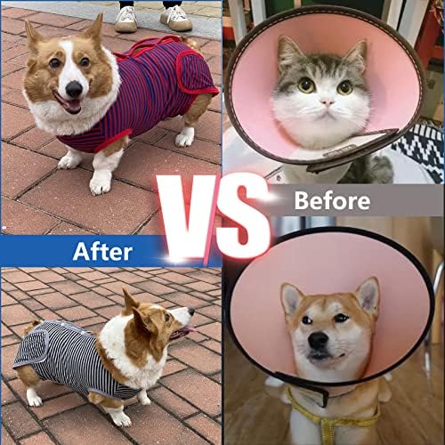 Afuwarm 2 Pacote o traje de recuperação para cães gatos após a cirurgia para feridas abdominais de animais de estimação, macacão de