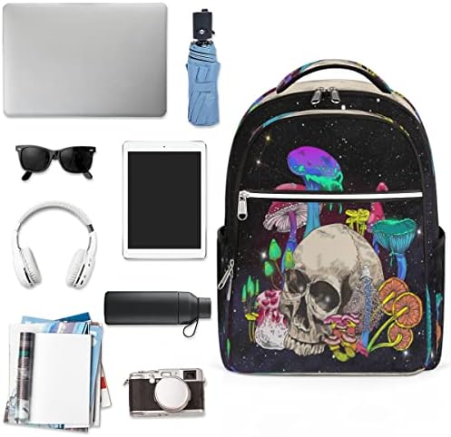 Mochila de laptop de viagem Adtasu, Backpack de viagens de negócios de cogumelos de caveira Galaxy Carry