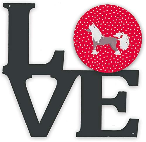 Tesouros de Caroline CK5822WALV Chinês Crested 2 Love Metal Wall Artwork Love, Red,