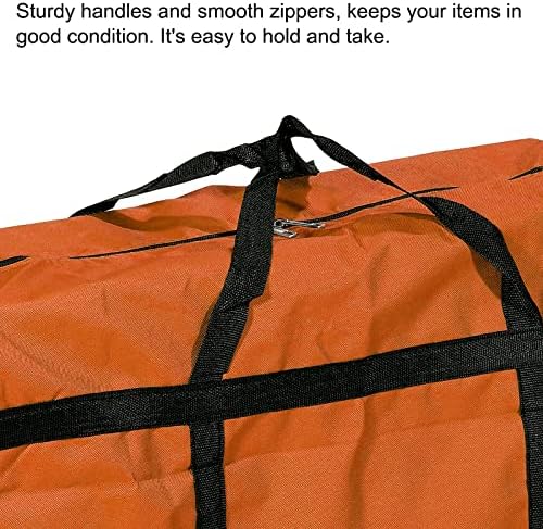 Patikil Storage Tote com zíperes, 125l Capacidade dobrável Pesado bolsas em movimento para roupas de cama, laranja