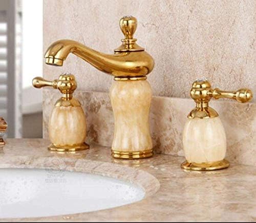 Torneira Xyyxdd, Brass e Emerald Architectural Gold Finish Sink Torneira de pia de 3 orifícios